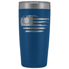 Distressed Betsy Ross Flag Stainless Etched Tumbler Tumblers Blue 