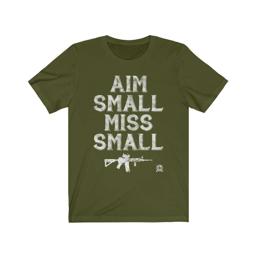 Aim Small, Miss Small AR-15 2A Premium Jersey T-Shirt T-Shirt Olive XS 