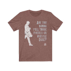Are you gonna pull those pistols or whistle Dixie? Clint Eastwood Premium Jersey T-Shirt T-Shirt Heather Clay XS 