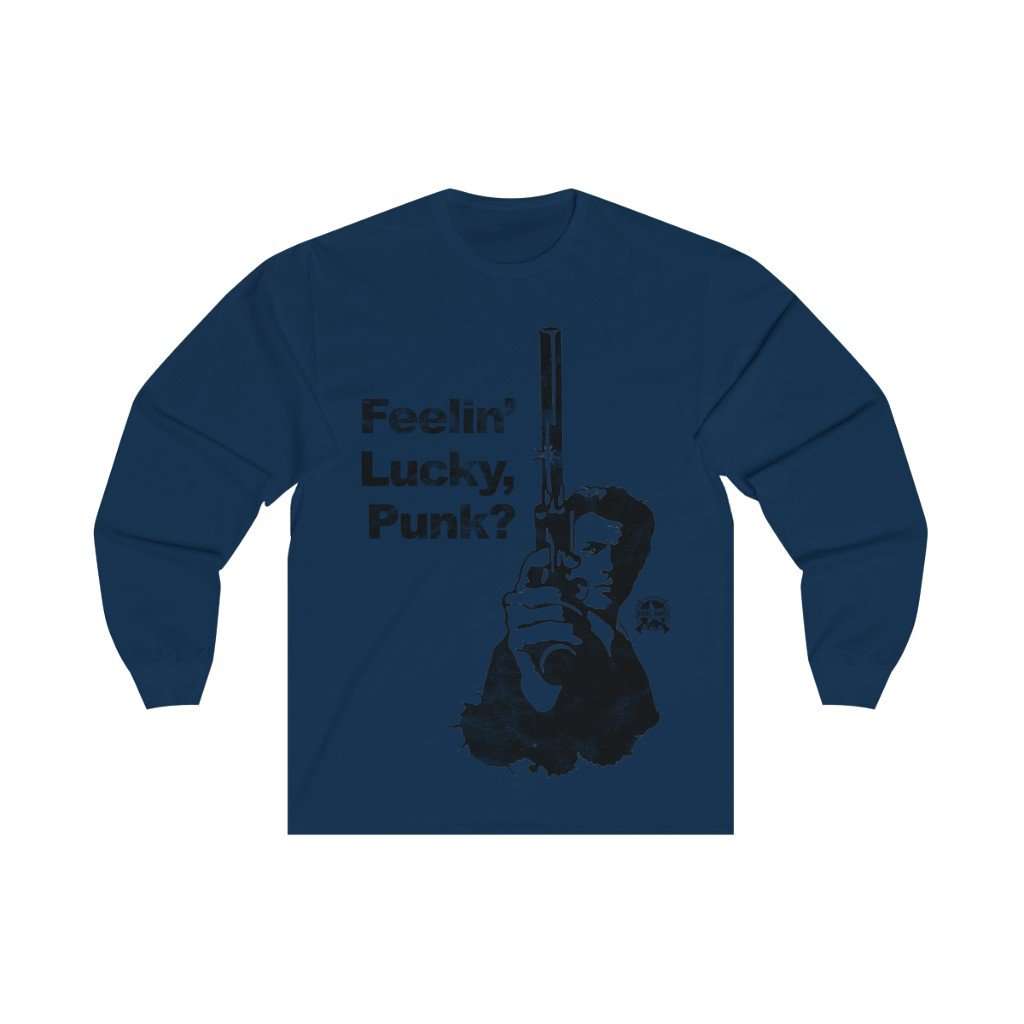 Feelin' Lucky, Punk? Clint Eastwood Dirty Harry Classic Long Sleeve T-Shirt Long-sleeve Navy S 