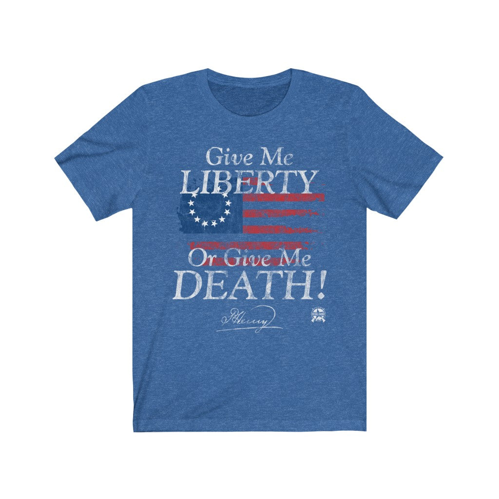 Give Me Liberty or Give Me Death Patrick Henry Signature Premium Jersey T-Shirt T-Shirt Heather True Royal XS 