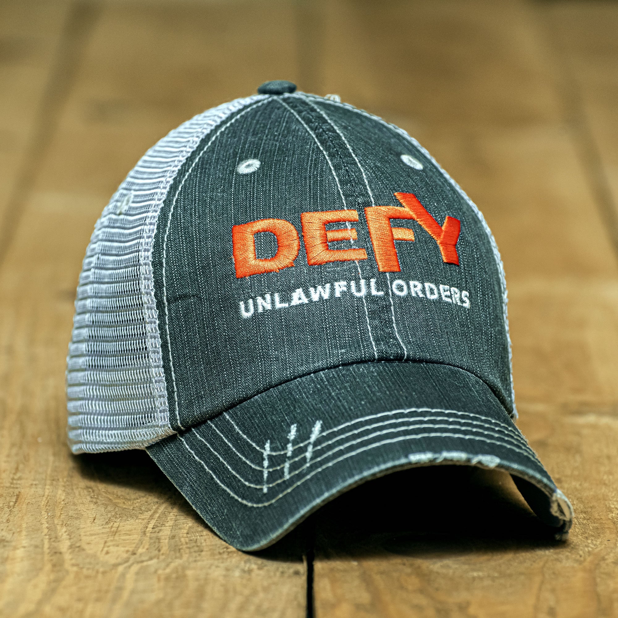 Defy Unlawful Orders Distressed Hat Hats Black 