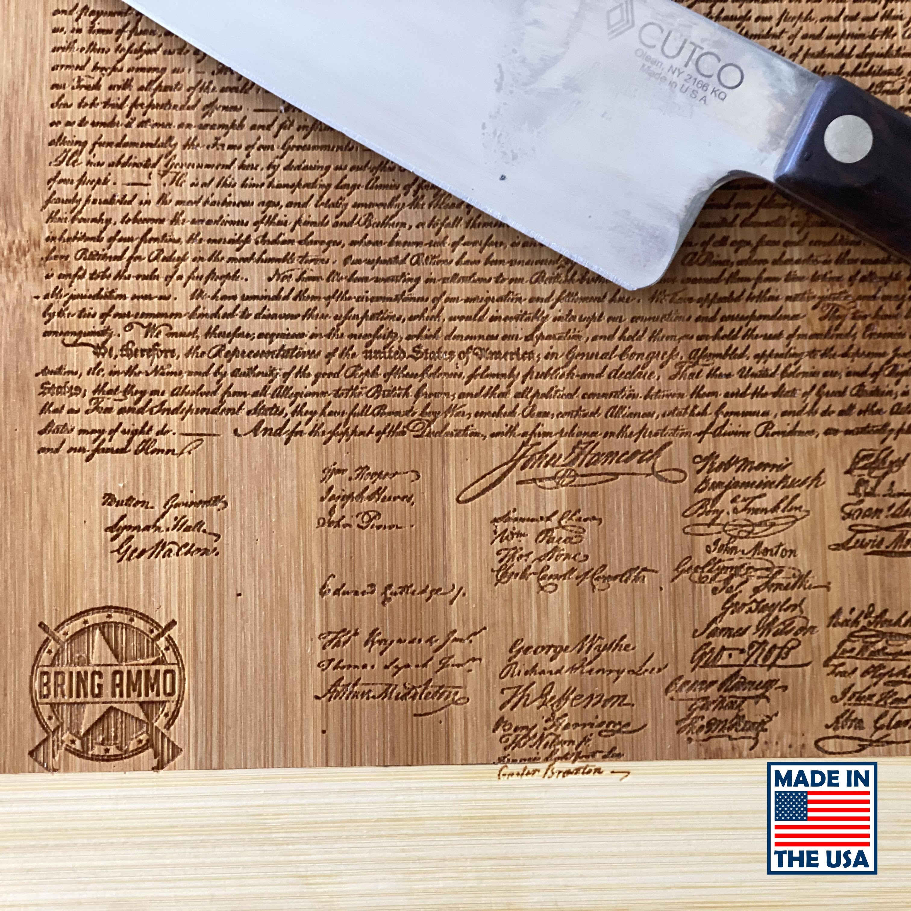 Declaration of Independence Laser Engraved Real Bamboo Wood Cutting Board - MADE IN THE USA! Great Gift Idea! Wood Cutting Boards 
