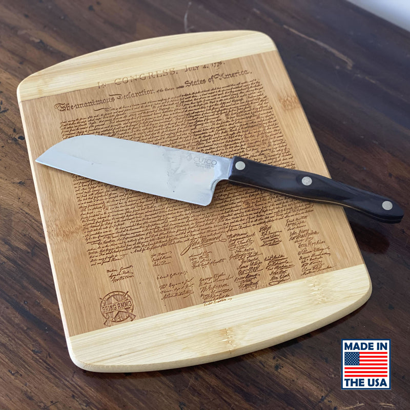 Declaration of Independence Laser Engraved Real Bamboo Wood Cutting Board - MADE IN THE USA! Great Gift Idea! Wood Cutting Boards Large - 11