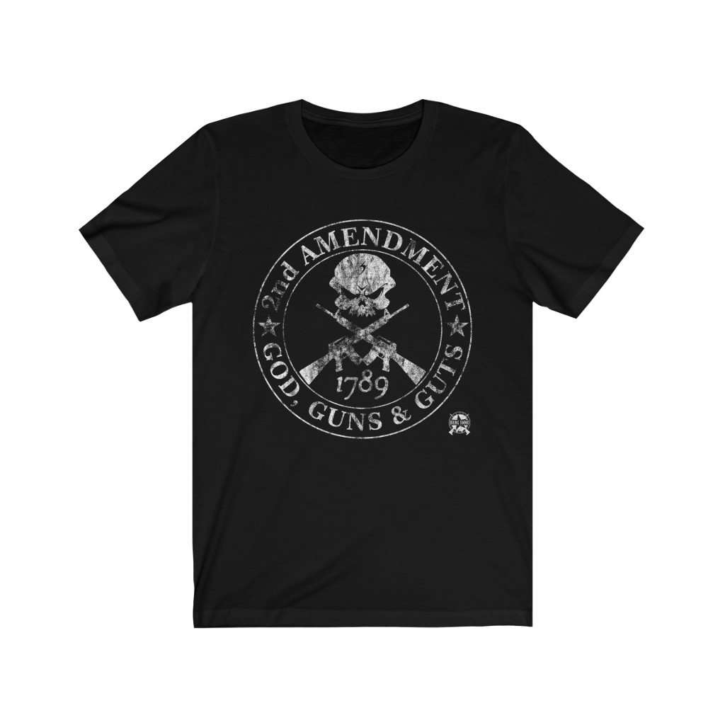 God, Guns & Guts 2nd Amendment Premium Jersey T-Shirt T-Shirt Solid Black Blend L 