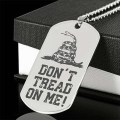 Don't Tread on Me Luxury Engraved Dog Tag Necklace Jewelry 