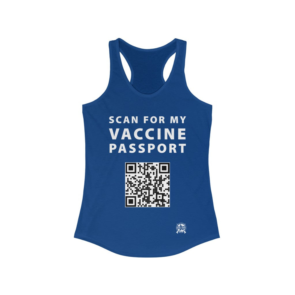 Scan for my Vaccine Passport - Real Working QR Code! Racerback Tank Top Tank Top Solid Royal XS 