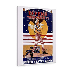 Defend Your Country Vintage Army Canvas Print Canvas 24″ × 30″ Premium Gallery Wraps (1.25″) 