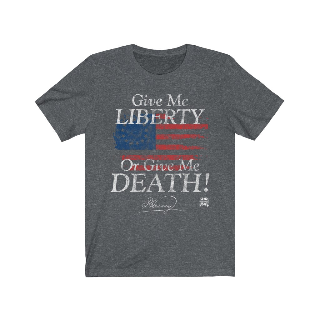 Give Me Liberty or Give Me Death Patrick Henry Signature Premium Jersey T-Shirt T-Shirt Dark Grey Heather XS 