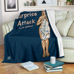 Surprise Attack - Retro WWII B-24 Bomber Airplane Pinup Nose Art Micro Fleece Blanket X-Large (80 x 60 inches / 200 x 150 cm) 