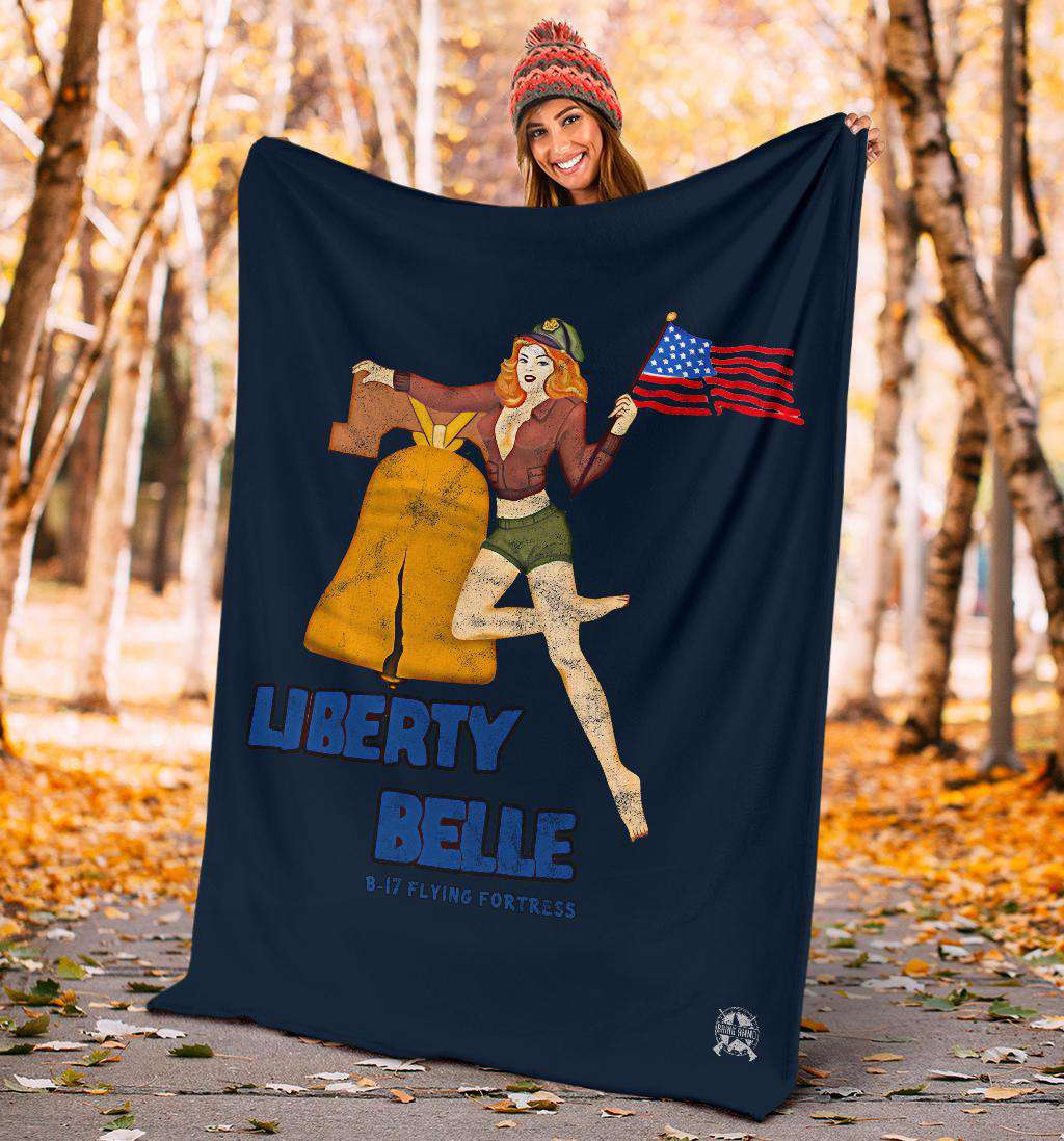 Liberty Belle - Retro WWII B-17 Bomber Pinup Nose Art Micro Fleece Blanket 