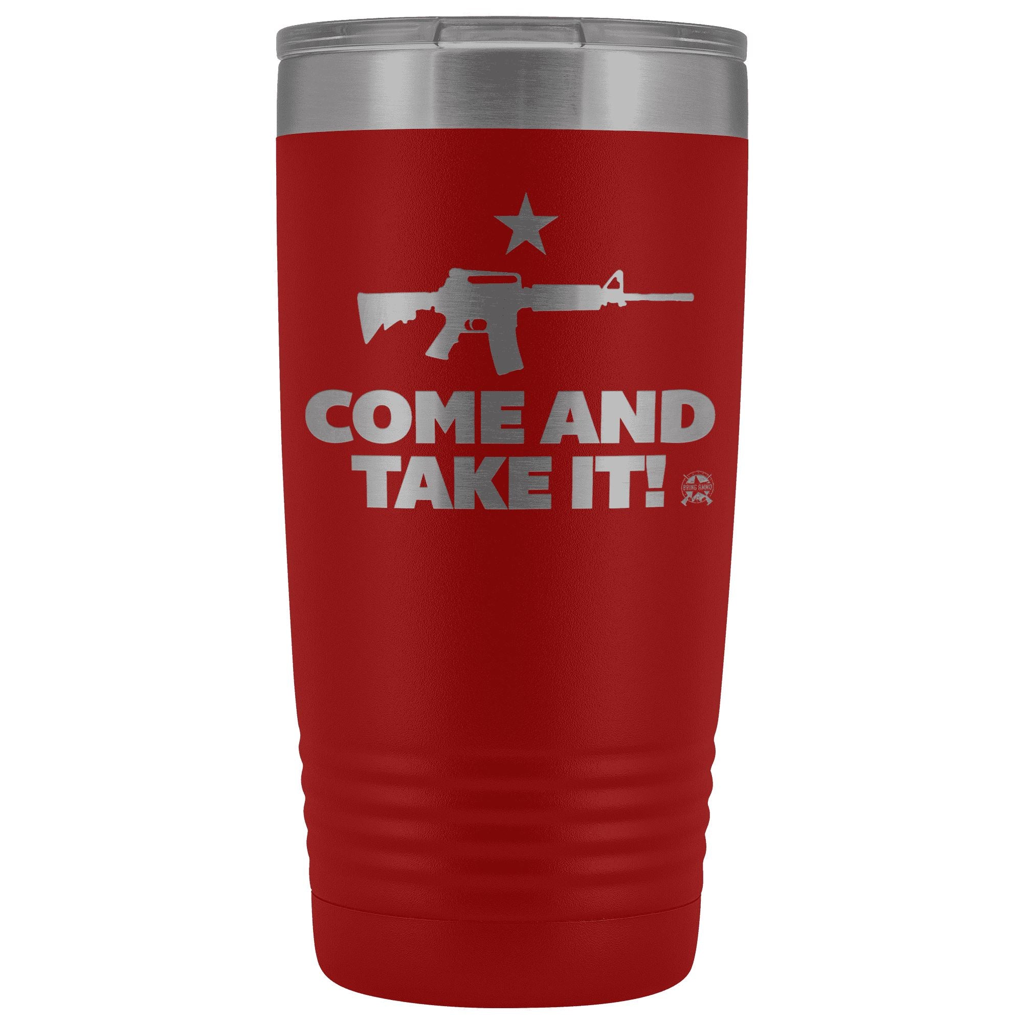 Come and Take It Stainless Etched Tumbler Tumblers Red 