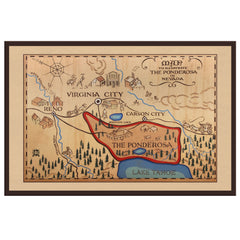 The Legendary Ponderosa Map from Bonanza Premium Canvas Print Canvas Wall Art 2 SMALL (16 x 24) 